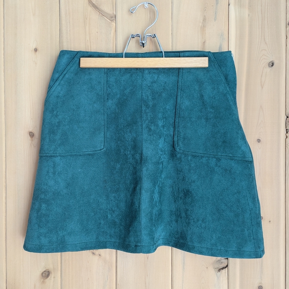 Faux Suede Mini Skirt Jewel Green